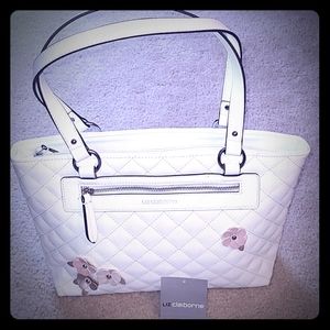 Liz Claiborne White Floral Quilted Purse